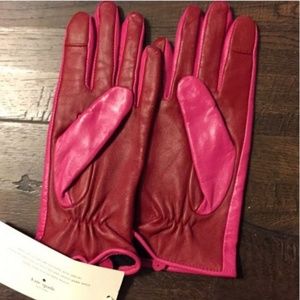 kate spade Accessories - kate spade red pink color block leather gloves nwt kate spade Accessories - kate spade red pink color block leather gloves nwt